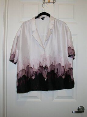 Express Printed Boxy Button Up Shirt